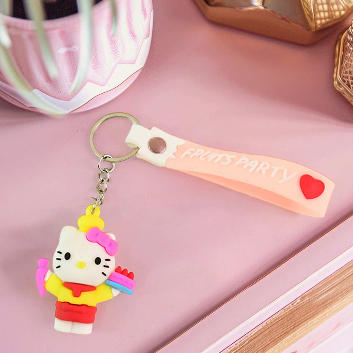 Cute Cartoon Silicone 3D Key Chain with Metal Hook & Strap (Pack of 1) Cute Cartoon Silicone 3D Key Chain with Metal Hook & Strap (Pack of 1)